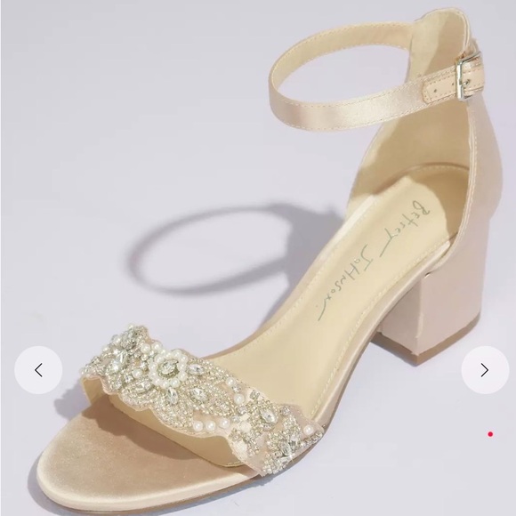 Betsey Johnson Shoes - Elegant Pearl Embellished Beige Heels (Sbkriss)